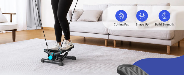 MERACH Mini Stepper for Exercise Twist Stair Stepper 330LBS Capacity Stepper Exercise Equipment with Resistance Band for Fitness