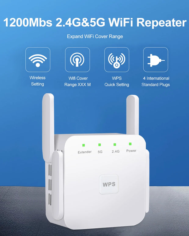 AC1200 Wireless WiFi Repeater Booster 2.4G/5GHz Wi-Fi Signal Amplifier Extender Router Network Wlan WiFi Repetidor