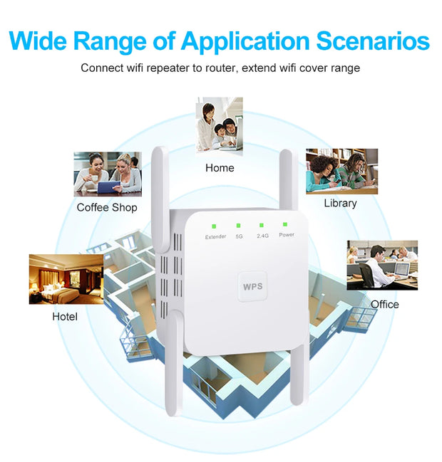 AC1200 Wireless WiFi Repeater Booster 2.4G/5GHz Wi-Fi Signal Amplifier Extender Router Network Wlan WiFi Repetidor
