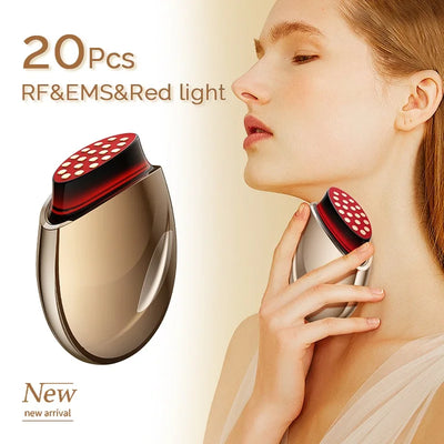 Red Light Collagen Regeneration Anti-Aging RF Anti-Wrinkle Beauty Device EMS Microcurrent Skin Tightening Face Lifting Massager