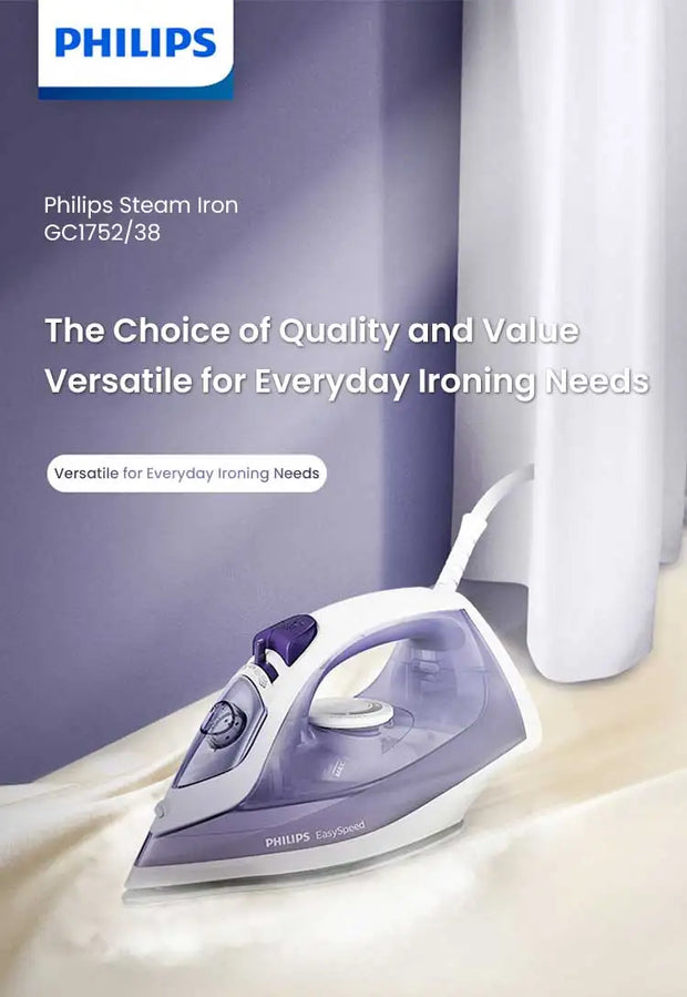 Philips Steam Iron GC1752/38 1700W 220V Iron Ceramic base plate The wire is 1.9 meters long 220ml capacity