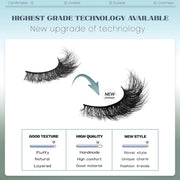 GROINNEYA Fake Lashes Fluffy Cat Eye Lashes 8D Fluffy Volume False Eyelashes D Curl Dramatic Thick Full Strip Faux Mink Lashes