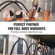 SucceBuy Battle Rope Polyester Exercise Rope Battle Exercise Equipment with Protective Sleeve and Anchor Heavy Weight Pull Rope