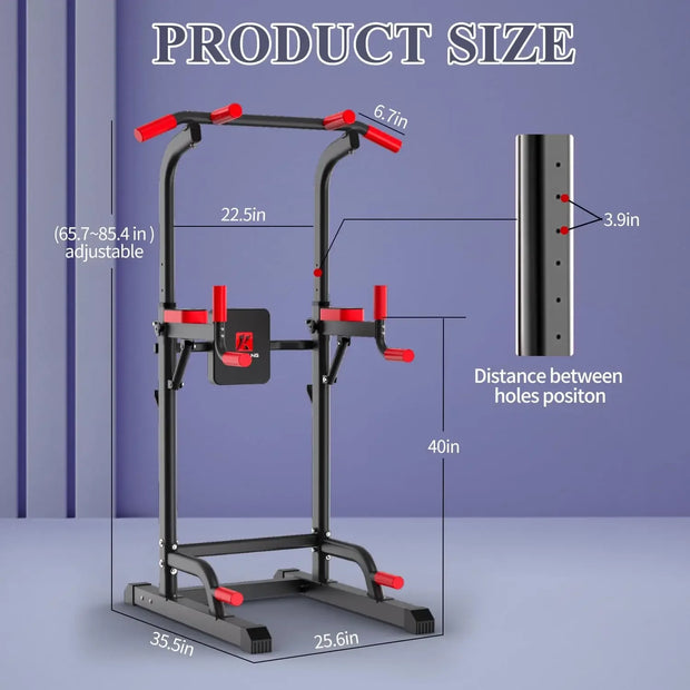 Power Tower Dip Station,Multi-Function Pull Up Adujustable Height Up 85.5" for Home Gym Strength Training Fitness Equipment,400L