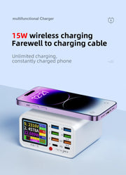 65W USB Type C Multi Function Charger Station Wireless Charing Fast 8 Ports PD QC3.0 Quick Charge Power Adapter for phone