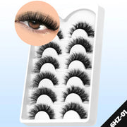 GROINNEYA Fake Lashes Fluffy Cat Eye Lashes 8D Fluffy Volume False Eyelashes D Curl Dramatic Thick Full Strip Faux Mink Lashes