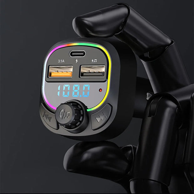 Car Charger Bluetooth 5.0 FM Transmitter PD Type-C Dual USB Ambient Player MP3 Charger Type-C Wireless Light Handsfree