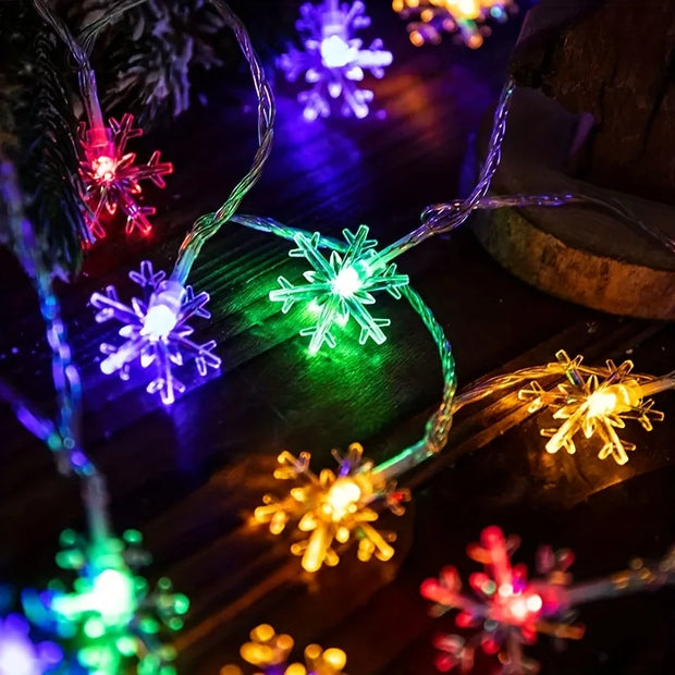 3m LED Snowflake Curtain Lights, Romantic Christmas Curtain String Lights, Fairy String Lights For Home Bedroom Indoor Decor