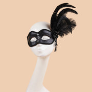 Halloween Mask Cocktail Feather Theme Party Masquerade Diamond Hair Ornaments Tassel Cosplay Costume for Women Ladies Wear