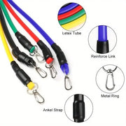 11pcs/Set Pull Rope, Resistance Bands, Portable Fitness Equipment, Ankle Strap, Chest Expander, Elastic Exercise Band