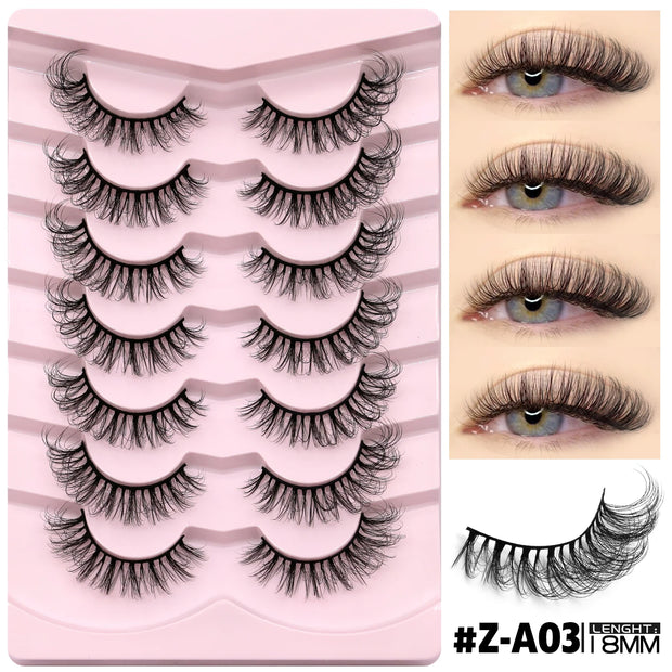 GROINNEYA 3D Mink Lashes Cat Eyelashes Fluffy Wispy Volume Lashes Natural Feathery Effect Lightweight Flexible Band Fake Lashes