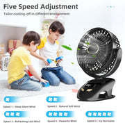 Small Desk Clip On Fan, Portable Personal USB Clip Fan For Home Office Travel Bed Stroller Camping Outdoor Golf Cart Fan