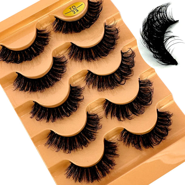 NEW 5pairs Classic Hybrid Volume Lashes New Arrival Wispy D Curl Short Russian Strip Lashes Makeup False Eyelashes