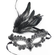 Halloween Mask Cocktail Feather Theme Party Masquerade Diamond Hair Ornaments Tassel Cosplay Costume for Women Ladies Wear