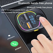 Car Charger Bluetooth 5.0 FM Transmitter PD Type-C Dual USB Ambient Player MP3 Charger Type-C Wireless Light Handsfree