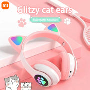 Xiaomi Wireless Headphone LED Dazzling lamp Cute Cat HIFI Stereo Music Helmet Phone Bluetooth Headset with Mic Christmas Gift
