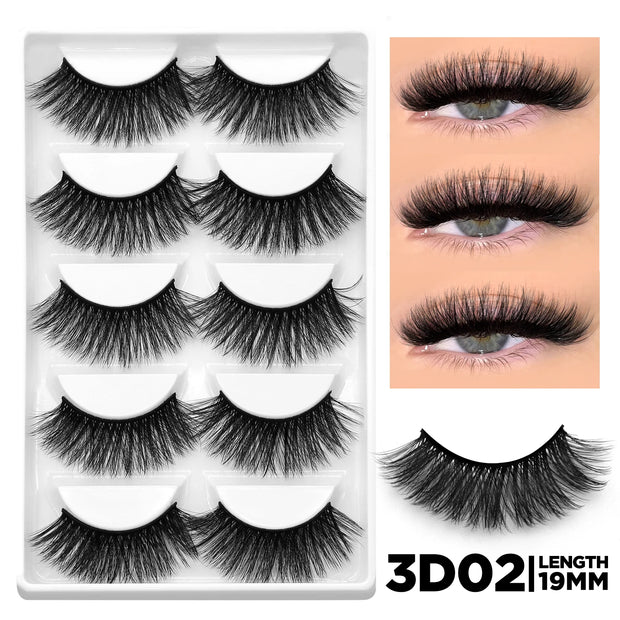 GROINNEYA 3D Natural False Lashes Cat Eye Eyelashes Fluffy Soft Cross 6 Pairs Manga Lashes Wispy Natural Eyelash Extension