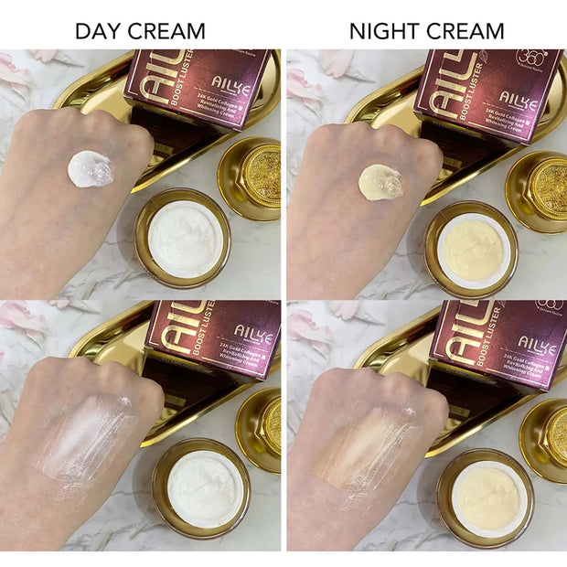 AILKE 24K Collagen Facial Whitening Set, Reduce Black Spots, Freckles, Brightening, Moisturizing Beauty Set For All Skin Types