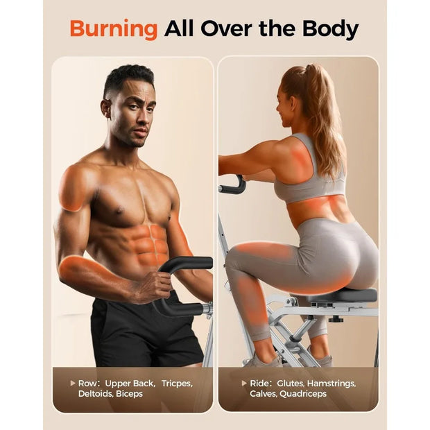 Squat Machine for HomeRide and Rowing Machine for Glutes Butt Thighs Ab Back Leg Press Foldable and Easy Setup Exercise Equipme