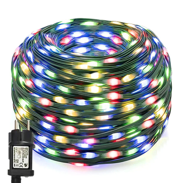 2022 Waterproof LED Green Wire String Lights Outdoor 20/50/100M 8 Modes Fairy Garland Lights for Garden Wedding Christmas Decor