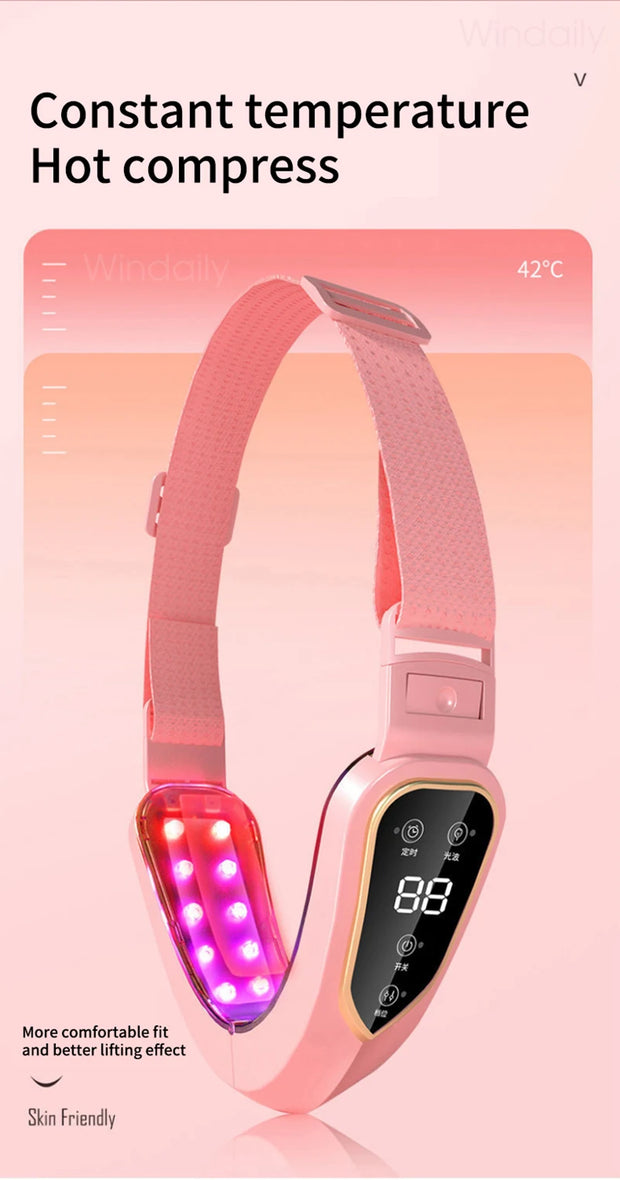 Facial Lifting Device LED Photon Therapy Facial Slimming Vibration Massager Double Chin V Face Shaped Cheek Lift  Belt Machine