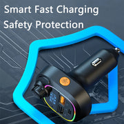 Car Charger Bluetooth 5.0 FM Transmitter PD Type-C Dual USB Ambient Player MP3 Charger Type-C Wireless Light Handsfree
