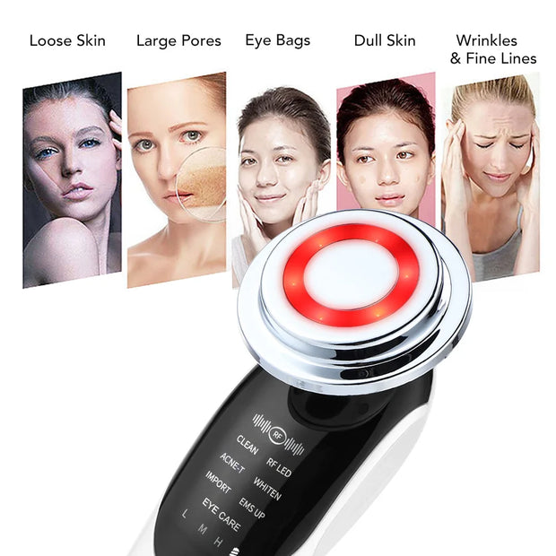7 in 1 Face Lifting Device EMS Microcurrent Skin Rejuvenation Light Therapy Anti Aging Wrinkle Beauty Device Skincare Tools