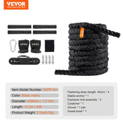 SucceBuy Battle Rope Polyester Exercise Rope Battle Exercise Equipment with Protective Sleeve and Anchor Heavy Weight Pull Rope