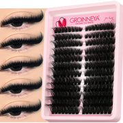 GROINNEYA Lashes Clusters Cat Eyelashes Wispy Individual Lashes Extensions Volume Fluffy Clusters Lashes DIY Eyelashes Makeup
