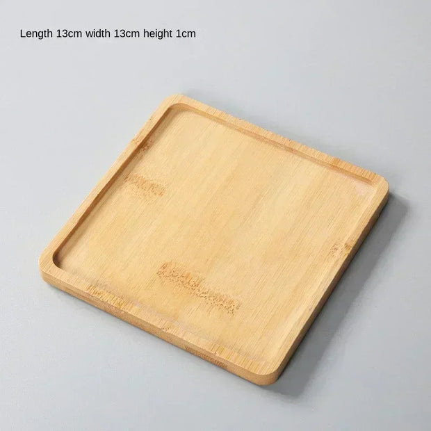 Multi Bamboo Tray Wood Saucer Flower Pot Tray Cup Pad Coaster Plate Kitchen Decorative Plate Creative Coaster Coffee Cup Mat