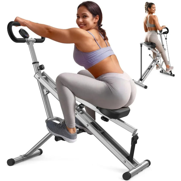 Squat Machine for HomeRide and Rowing Machine for Glutes Butt Thighs Ab Back Leg Press Foldable and Easy Setup Exercise Equipme