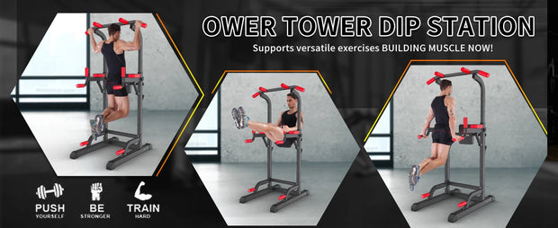 Power Tower Dip Station,Multi-Function Pull Up Adujustable Height Up 85.5" for Home Gym Strength Training Fitness Equipment,400L