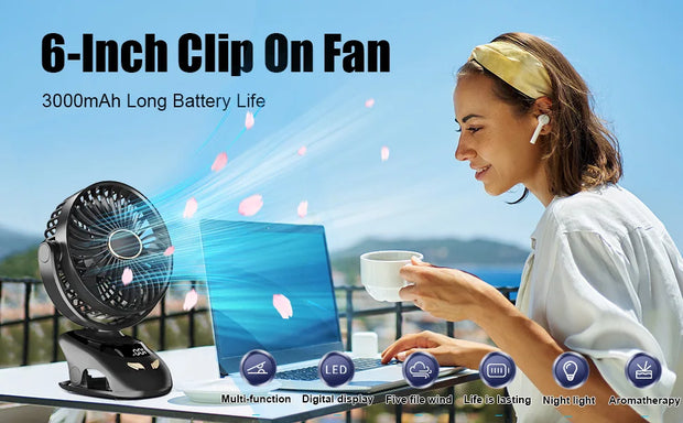Small Desk Clip On Fan, Portable Personal USB Clip Fan For Home Office Travel Bed Stroller Camping Outdoor Golf Cart Fan