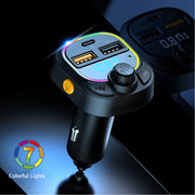 Car Charger Bluetooth 5.0 FM Transmitter PD Type-C Dual USB Ambient Player MP3 Charger Type-C Wireless Light Handsfree