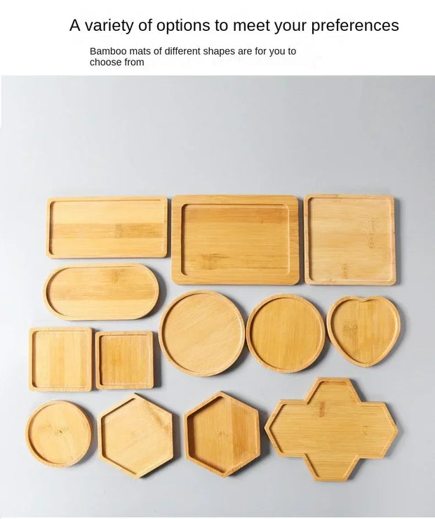 Multi Bamboo Tray Wood Saucer Flower Pot Tray Cup Pad Coaster Plate Kitchen Decorative Plate Creative Coaster Coffee Cup Mat