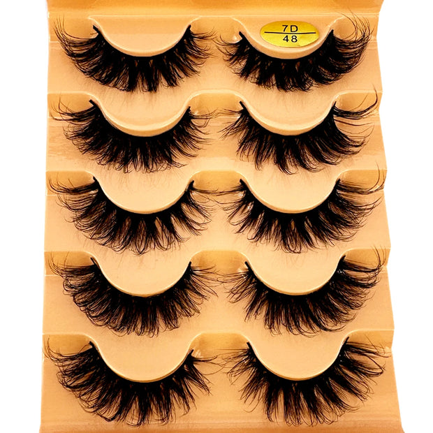 NEW 5pairs Classic Hybrid Volume Lashes New Arrival Wispy D Curl Short Russian Strip Lashes Makeup False Eyelashes