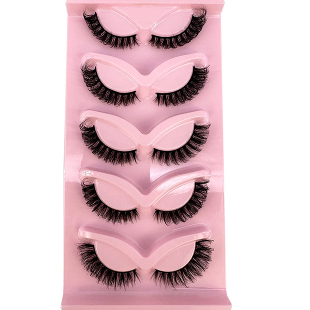 NEW 5pairs Classic Hybrid Volume Lashes New Arrival Wispy D Curl Short Russian Strip Lashes Makeup False Eyelashes