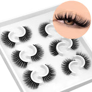 GROINNEYA 3D Natural False Lashes Cat Eye Eyelashes Fluffy Soft Cross 6 Pairs Manga Lashes Wispy Natural Eyelash Extension