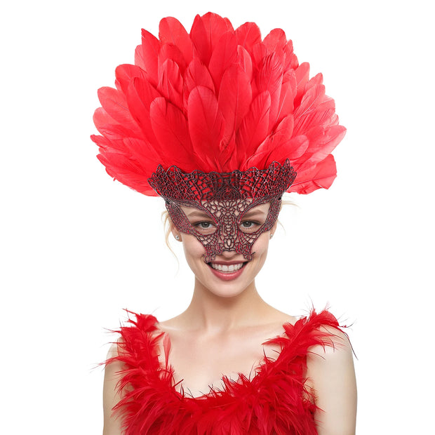 Most Popular Halloween Colorful Feather Mask Carnival Photography Cosplay Costume Perfect Cocktail Headpieces for Women Ladies
