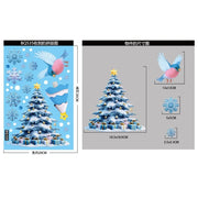 Christmas Blue Snowman Window Stickers Santa Claus Bird Snowflake Elk Ornaments Merry Christmas 2025 Happy New Year 2026