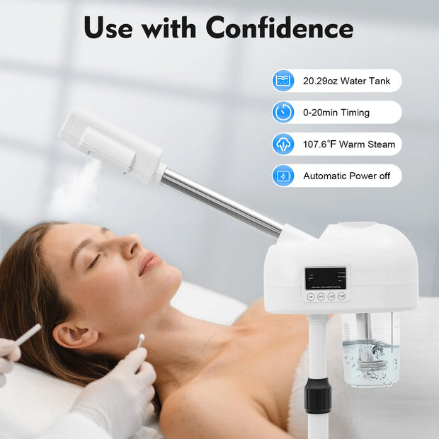 Professional Facial Steamer Machine on Wheels Standing Esthetician Steamer Facial Be Used for Skin Rejuvenation Steamer