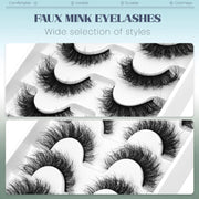 GROINNEYA Fake Lashes Fluffy Cat Eye Lashes 8D Fluffy Volume False Eyelashes D Curl Dramatic Thick Full Strip Faux Mink Lashes