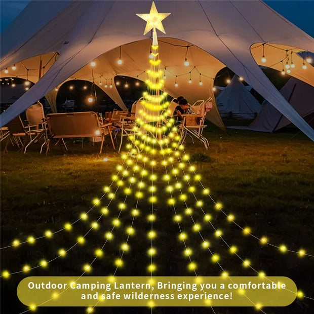2025 New Year Decoration Christmas Fairy String Lights Outdoor USB Remote Stars Waterfall Garden Lights for Home Party Wedding