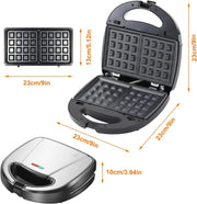 6 in 1 Waffle Iron Set, Panini Press Grill and Electric Sandwich Maker with Removable Non-Stick Plate, Ideal for Cooking Grilled