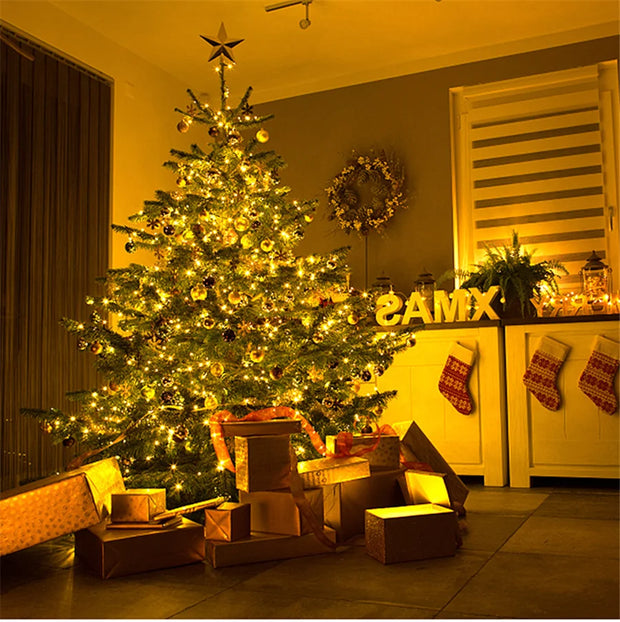 2022 Waterproof LED Green Wire String Lights Outdoor 20/50/100M 8 Modes Fairy Garland Lights for Garden Wedding Christmas Decor