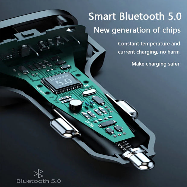 Car Charger Bluetooth 5.0 FM Transmitter PD Type-C Dual USB Ambient Player MP3 Charger Type-C Wireless Light Handsfree