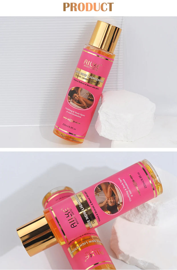 AILKE Organic Carotene Serum Brightening Body Oil, Smooth Skin, Moisturizing, With Vitamin E, Rose Essential Oil, 250ml/ 8.8 oz