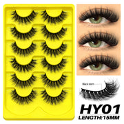 GROINNEYA Fake Lashes Fluffy Cat Eye Lashes 8D Fluffy Volume False Eyelashes D Curl Dramatic Thick Full Strip Faux Mink Lashes
