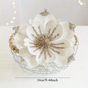 Christmas Tree Poinsettia Flower Cream White Velvet Magnolia Artificial Floral Ornaments for Xmas Decoration Wedding Centerpiece