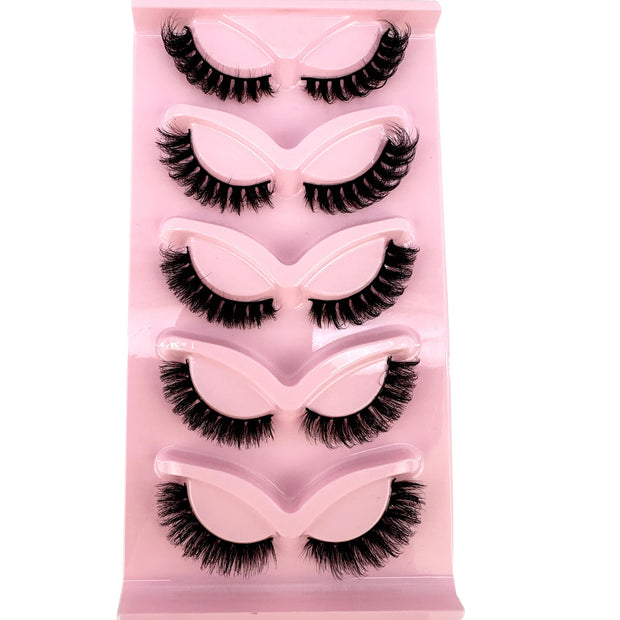 NEW 5pairs Classic Hybrid Volume Lashes New Arrival Wispy D Curl Short Russian Strip Lashes Makeup False Eyelashes